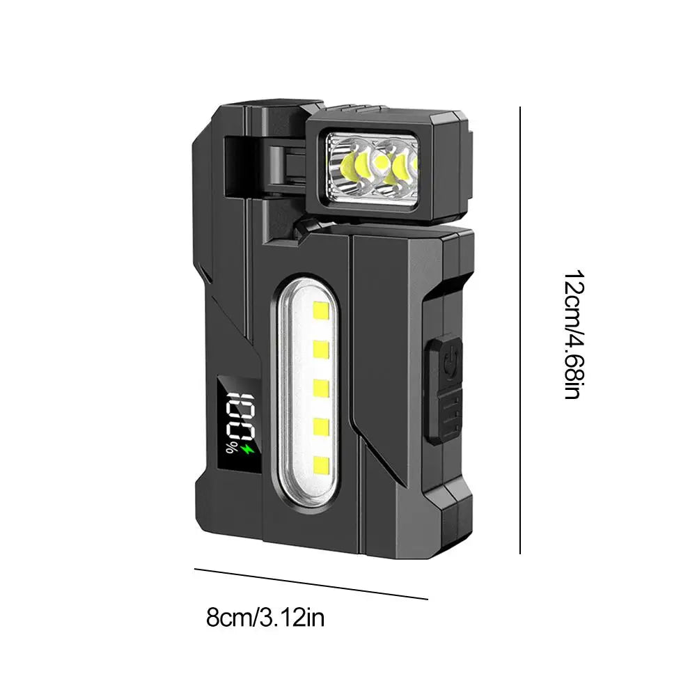 Outdoor Adjustable Angle Flashlight 1200 Lumens COB LED Zoomable Work Light USB Rechargeable Torch for Camping Hiking