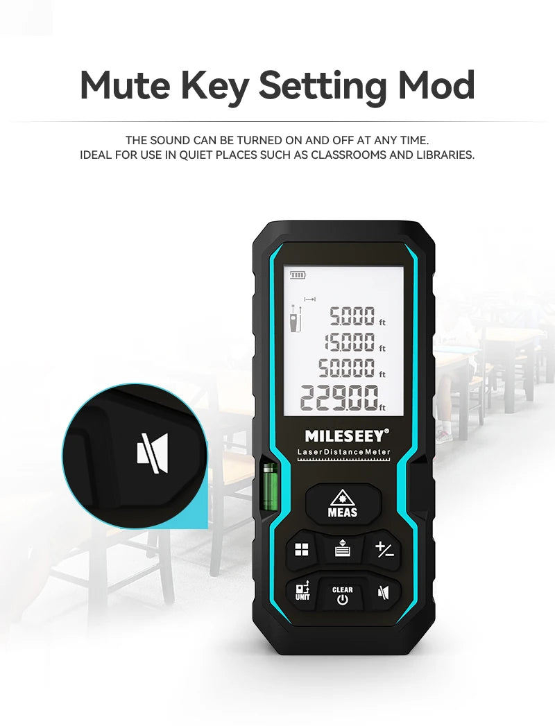Mileseey S6 Laser Distance Meter 40m/120m, Rangefinder with Level Bubble , LCD Display with Backlit, Measure Tools for Home
