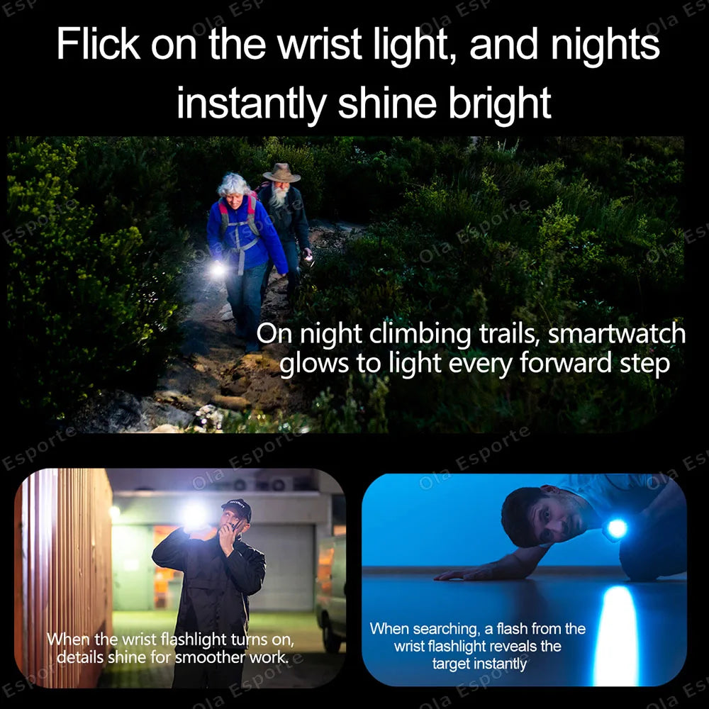 2025 New Men's GPS Sports Smart Watch 1.53'' AMOLED Display LED Flashlight Heart Rate Bluetooth Call 5ATM Waterproof Smartwatch