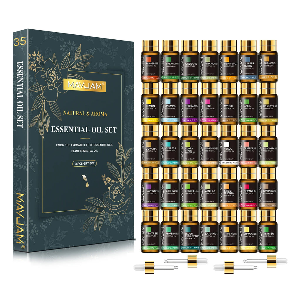 MAYJAM 20PCS 28PCS 35PCS Essential Oils Gift Set For Aromatherapy Diffuser Humidifier Candle Lavender Vanilla Lemon Bergamot Oil