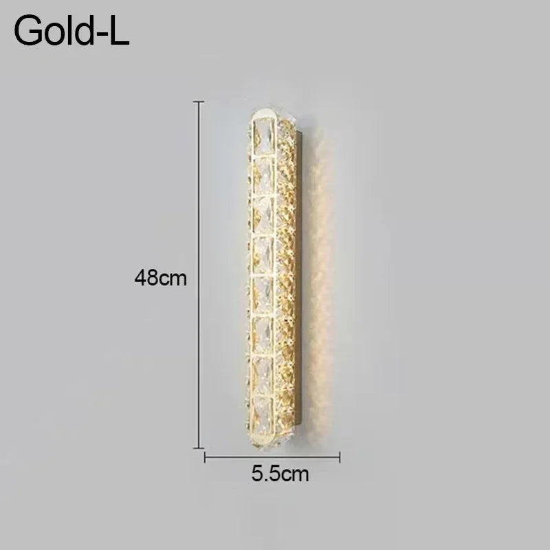 Postmodern Luxury Linear Crystal Wall Light Gold Metal Base G9 Led Wall Sconce 4 Styles Optional Bedroom Bathroom Hotel Lobby