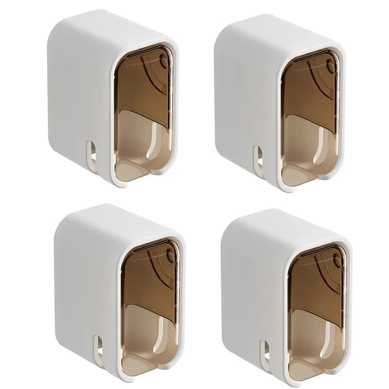 2PCS Toothbrush Holder Flip-top Wall Mounted Toothbrush Rack Dustproof Toothbrush Storage Box Bathroom Electric Toothbrush Shelf