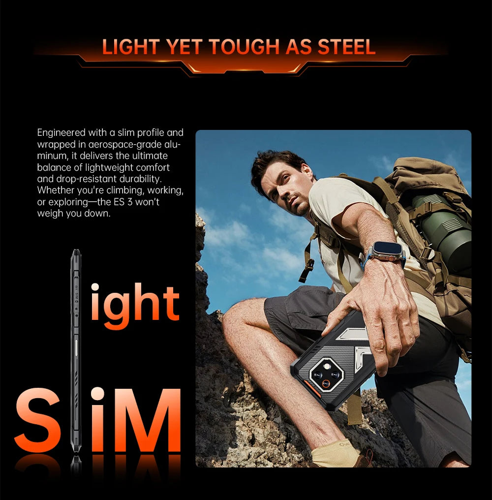 Cubot Rugged Smartphone Android 15 King Kong ES 3, 10200mAh Battery, Up to 16GB+256GB, 6.745" Screen, 120Hz,48MP Camera, NFC,GPS