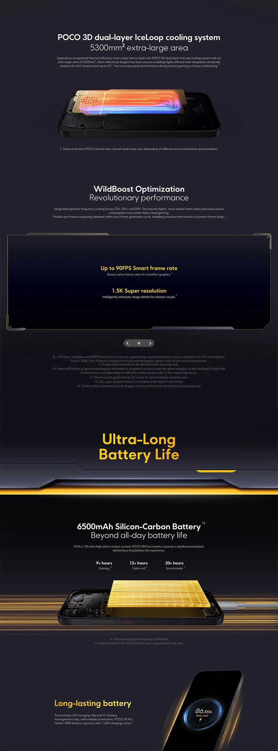 Global Version POCO X8 Pro Dimensity 8500-Ultra Processor Smartphone 6.59" 1.5K 120Hz Display 6500mAh(typ)  100W HyperCharge