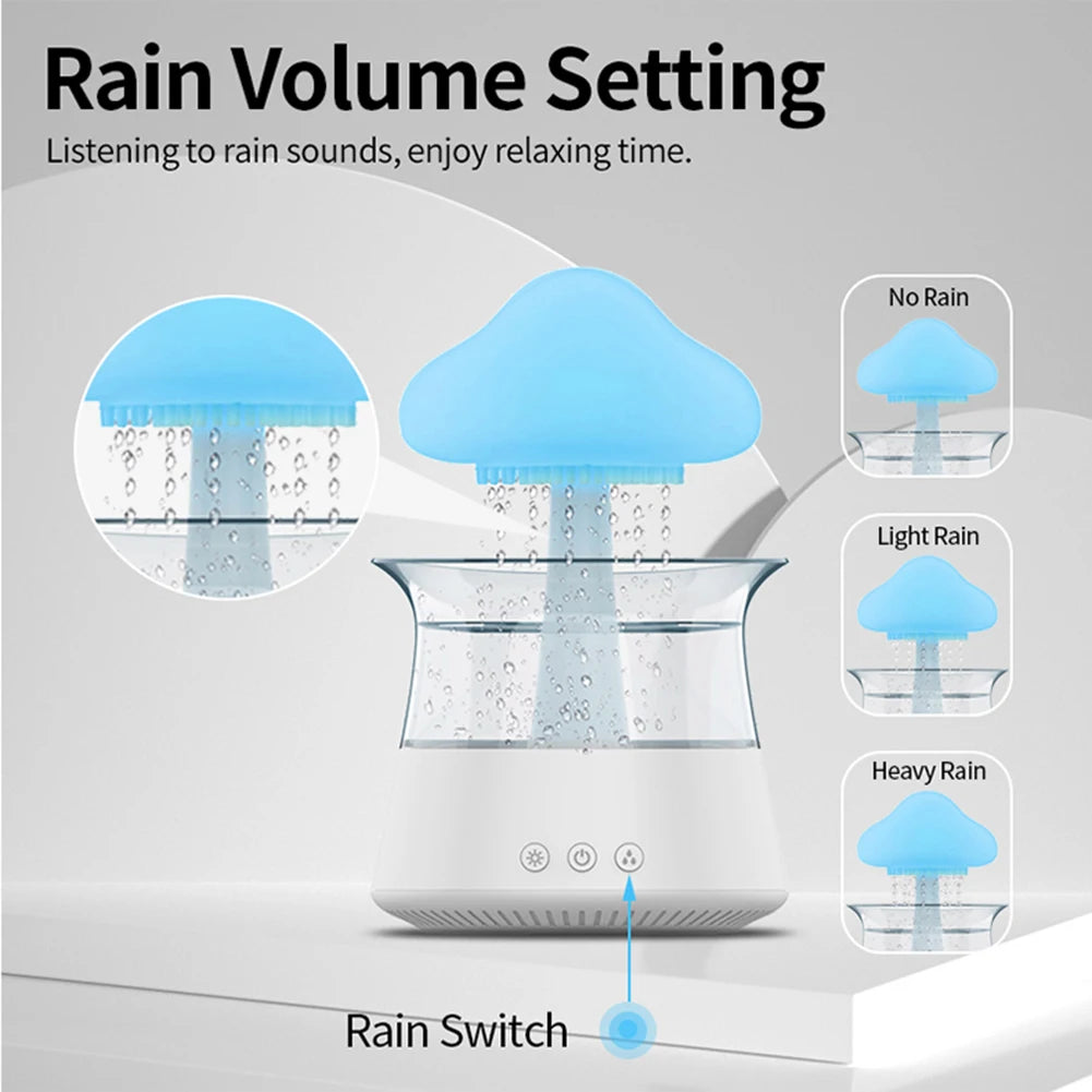 300ml Rain Cloud Humidifier Rain Colorful Mushroom Cloud Raindrop Atmosphere Lamp Night Light Essential Oil Humidifier Machine