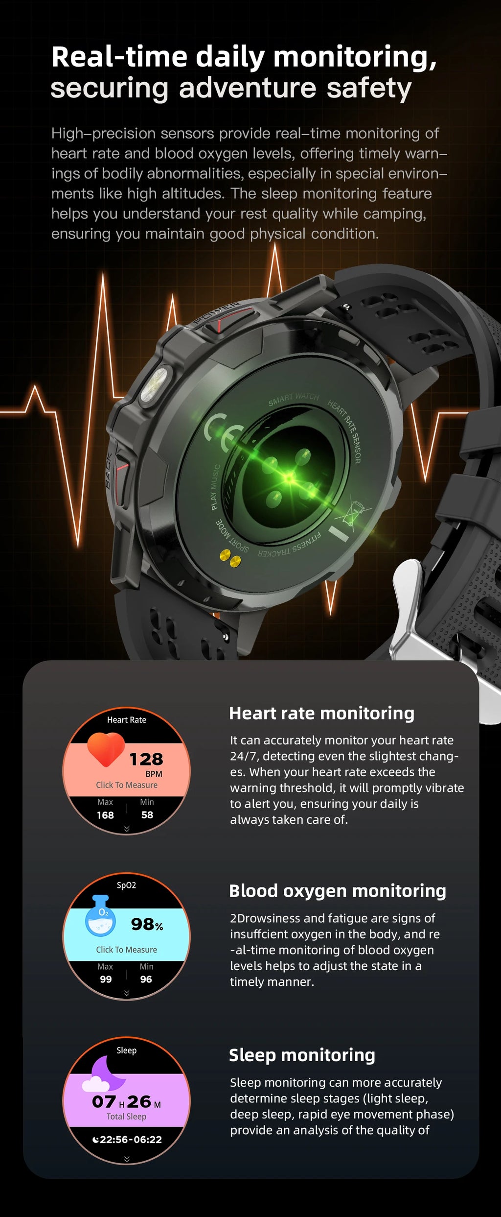 LIGE 2025 Military Grade 1000mAh Battery Smart Watch Men 3ATM Waterproof Bluetooth Call Men Sports Health Monitoring Smartwatch