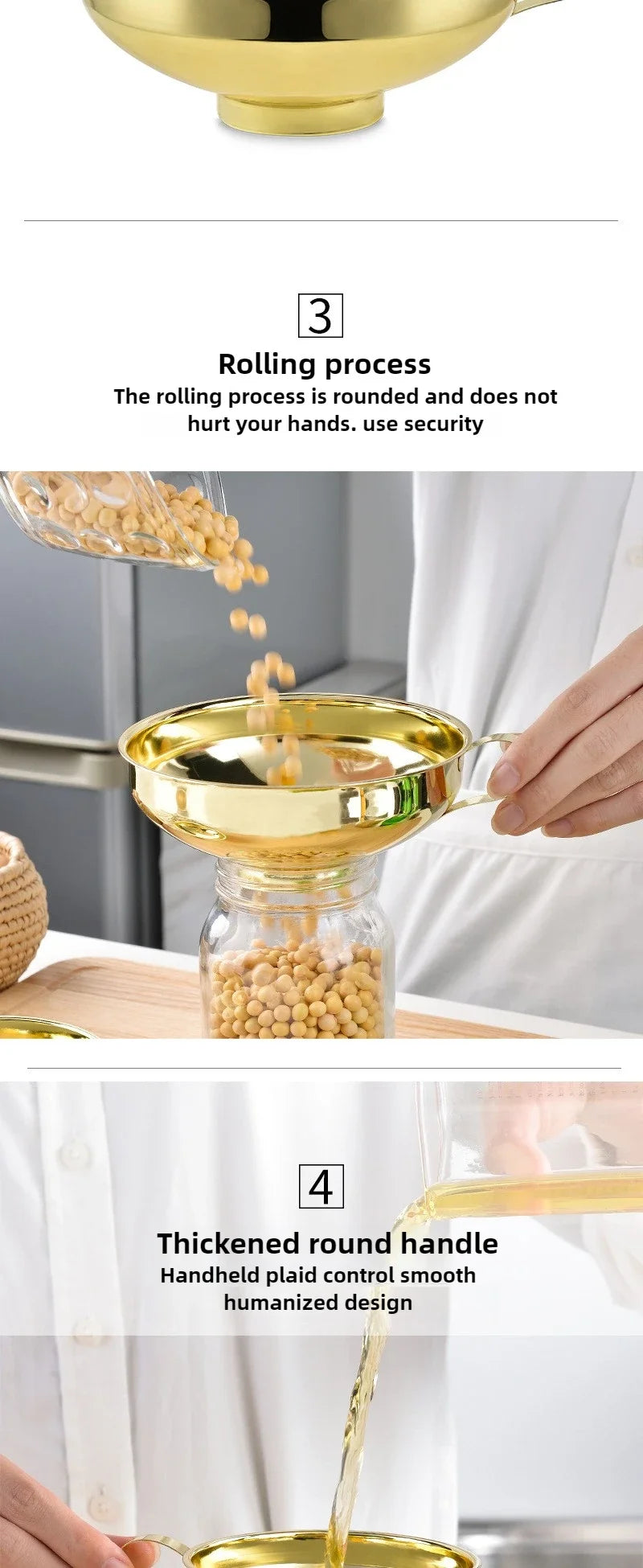 Premium Stainless Steel Kitchen Funnel Large Wide Mouth Design for Canning Jam Oil Liquid Pouring Household Use