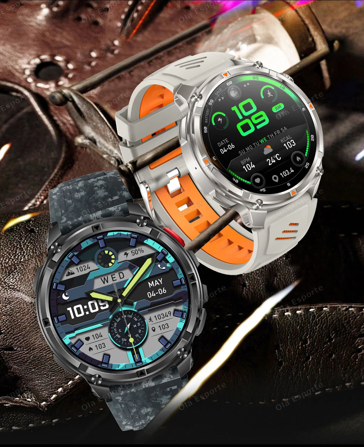 2026 New 1100mAh 1.7 Inch Smart Watch GPS path 5ATM Waterproof Sports Run Hiking Outdoors Compass Flashlight Military Smartwatch