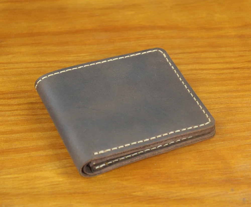 Luxury Handmade Genuine Leather Men Wallet Bifold Purse Male Wallets Short Money Clip Vintage Leather Money Bag with zip pocket
