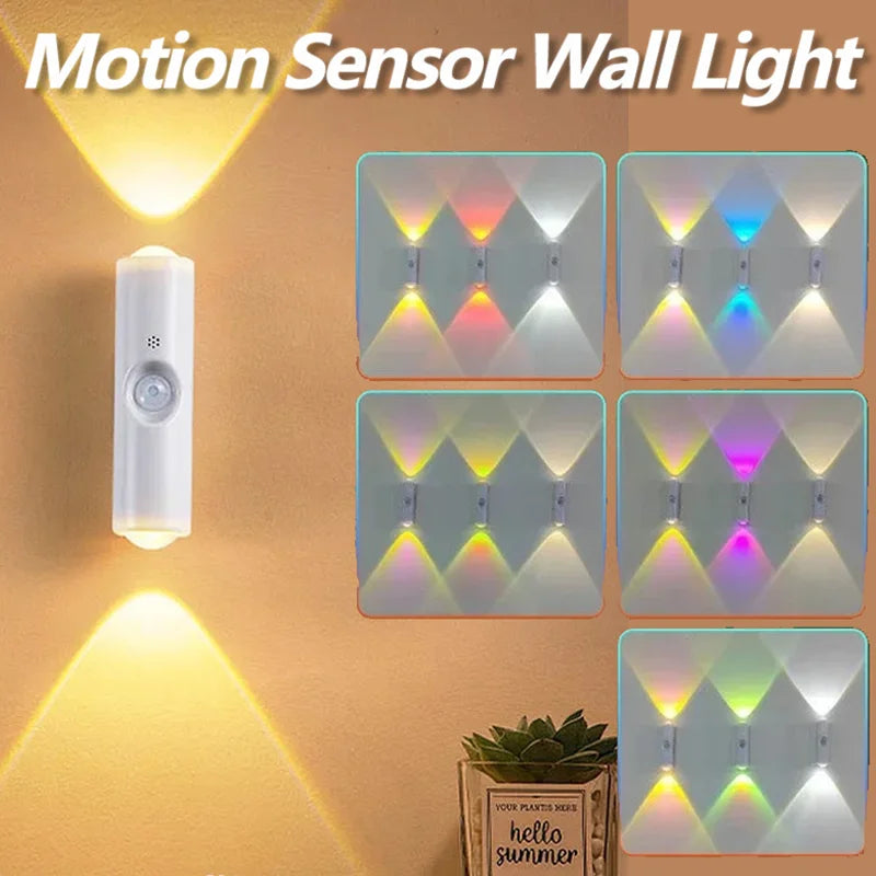 Smart RGB Gradient Night Light Magnetic Motion Sensor Rechargeable Wall Lamp for Bedroom Bathroom Closet Garden Home Decor
