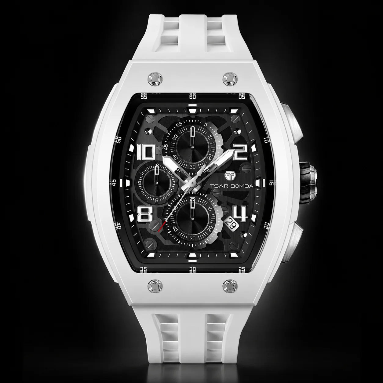 TSAR BOMBA Men's Luxury Quartz Watch, Sapphire Crystal, Chronograph, 5ATM Water Resistant, Rose Gold Business Fashion Wristwatch
