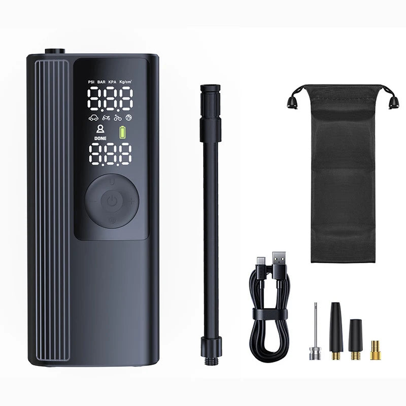 Portable 150Psi Rechargeable Electric Tire Inflator for Car Bicycle Digital Air Compressor Football Motocycle Inflator Pump