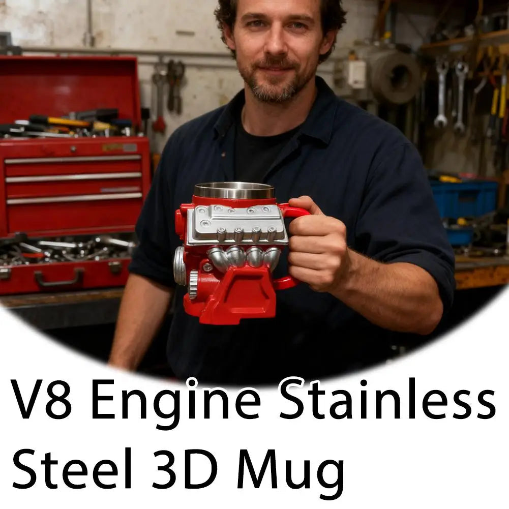 Mechanical V8 V6 Engine Resin Coffee Mug Personalized Inner Liner Simple Design Kitchen Bar Home Gift Idea