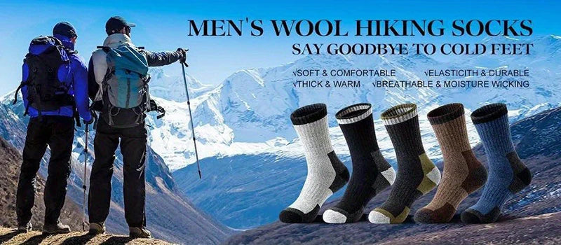 Winter Merino Wool Socks Thickened Warm Moisture Wicking Hiking Socks Men Women Thermal Breathable Durable Cycling Outdoor Socks