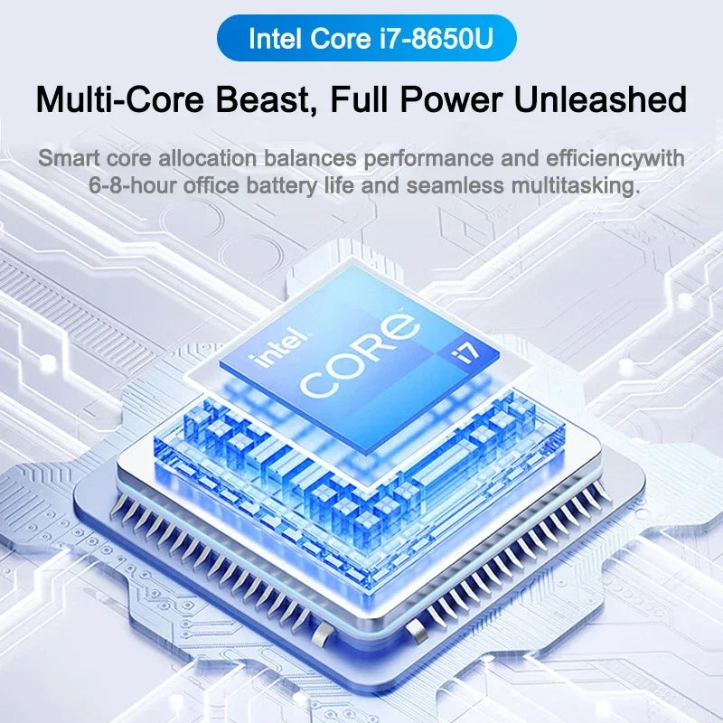 15.6" Thin Body Laptop I7-8650U Processor Large Memory 2TB M.2 SSD Windows 11 Home Business Portable Computer