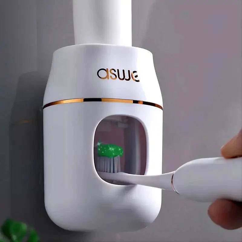 Lazy Gadget: Automatic Toothpaste Dispenser & Wall Mount Holder - No Drill Bathroom Organizer