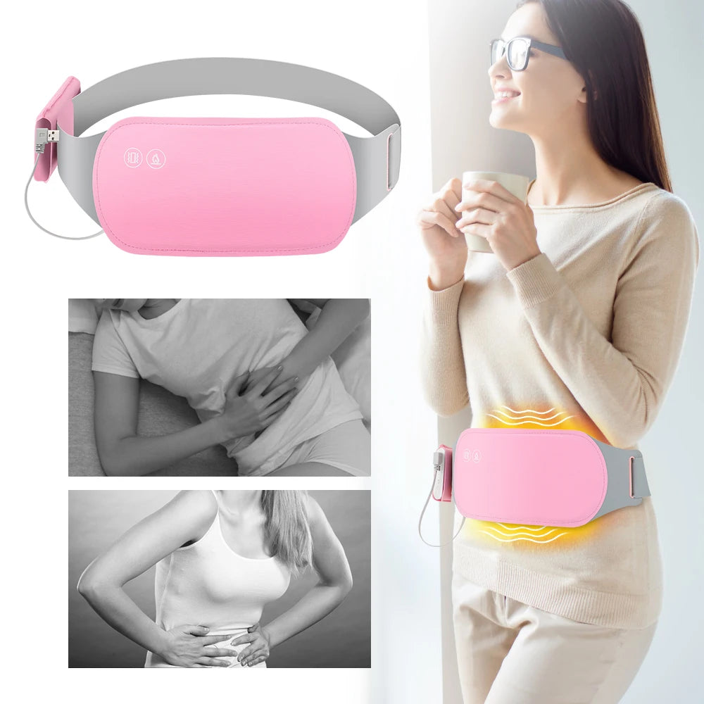 Eelctric Period Cramp Massager Vibrator Heating Pad For Menstrual Warm Uterus Belt Waist Back Massager Women Gift