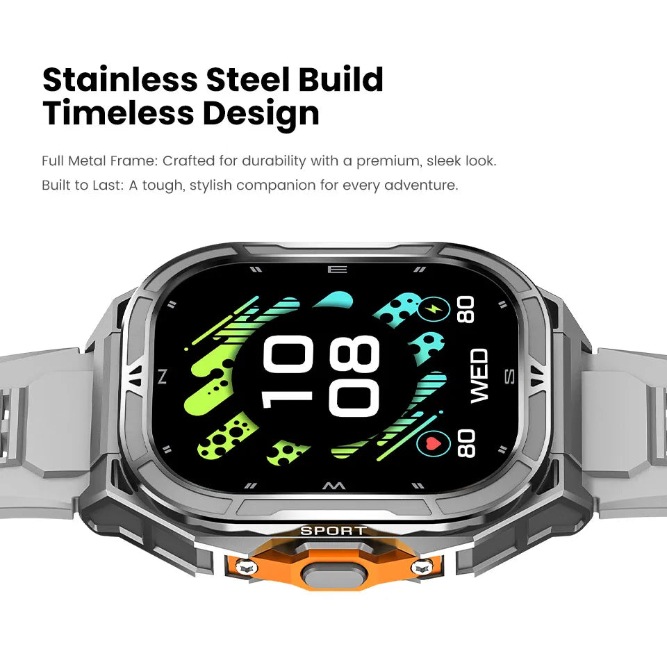 New GUHUAVMI TANK X5 SmartWatch MIL-STD-810H Rugged IP69K 5ATM L1+L5 GPS 1.96" AMOLED Compass OutdoorSport Watch for Android iOS
