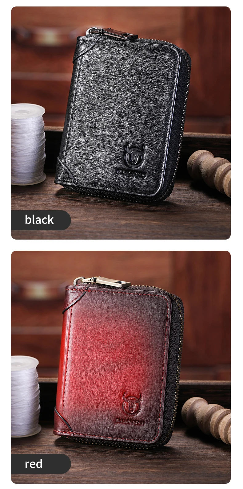 BULLCAPTAIN Genuine Card Bag Men's Casual Business Credit Card Holder Multifunctional RFID Anti-Theft 11 Card Slots Coin Purse