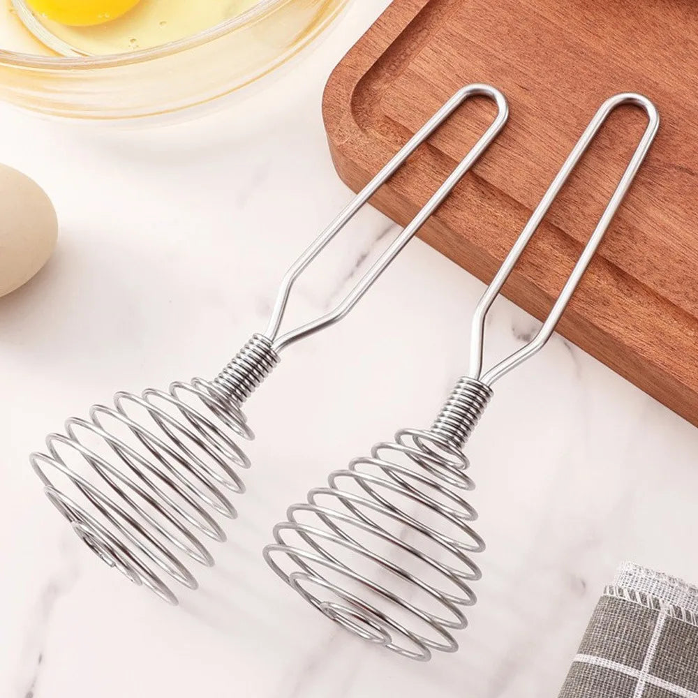 New Stainless Steel Manual Press Type Egg Beater Creative Honey Spoon Mixer Milk Jam Stirring Spoon Kitchen Baking Cooking Tools