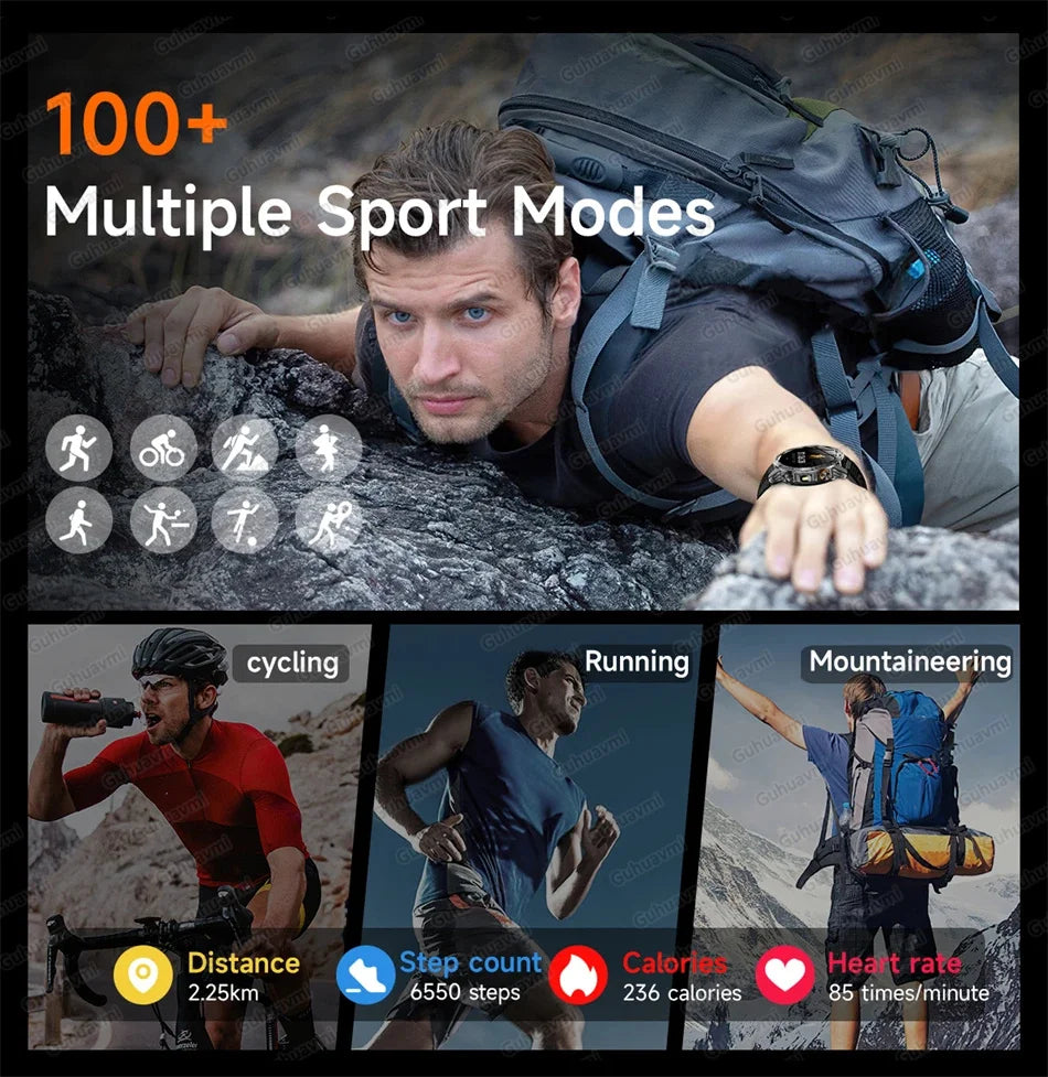 2025 New Military Grade Men 1000mAh Super Large Battery Smart Watch GPS 3ATM Waterproof Bluetooth Call Sports Fitness Smartwatch