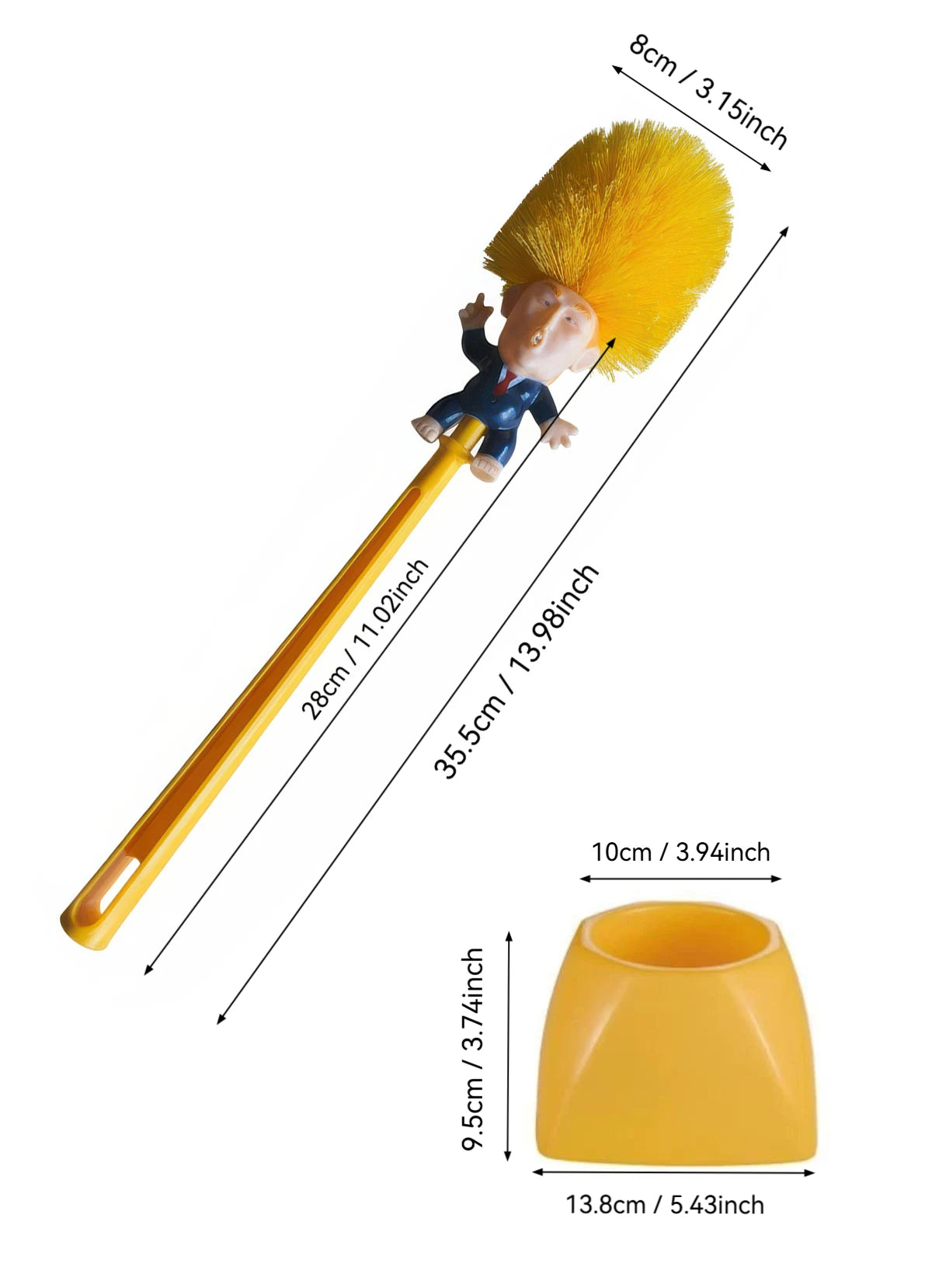 Funny Yellow Hair Cartoon Toilet Brush with Holder | Creative Bathroom Cleaner | Unique Gag Gift for Adults, Friends, Party Fun