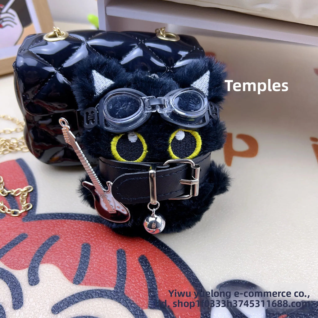 Punk Style Black Cat Keychain Cute Big Eye Cat Bag Charm  Gift