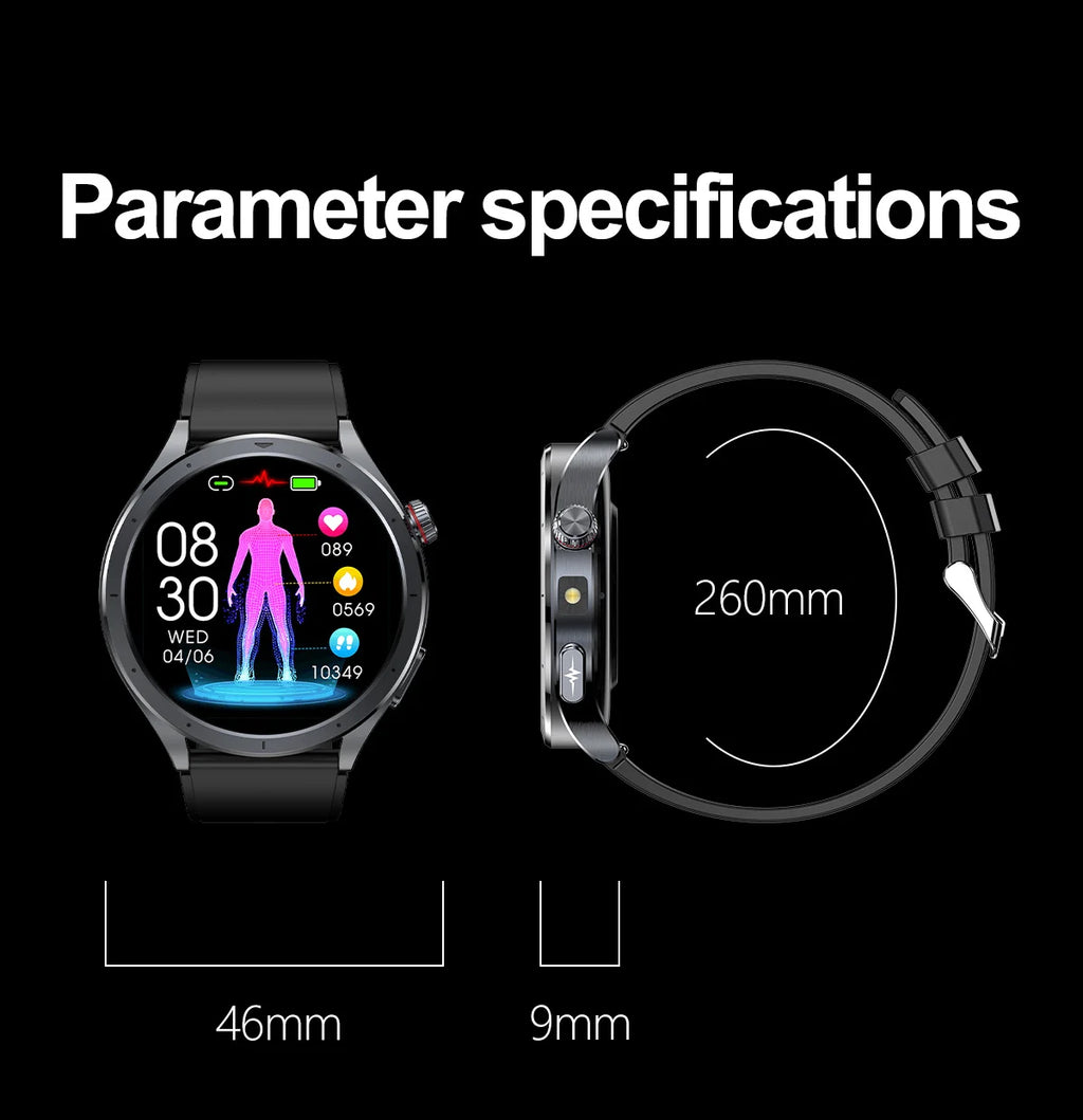 2026 New Body Fat Analysis Health Smart Watch ECG+PPG Uric Acid Blood Pressure Blood Oxygen Clock Call Smart Watch For Men Women