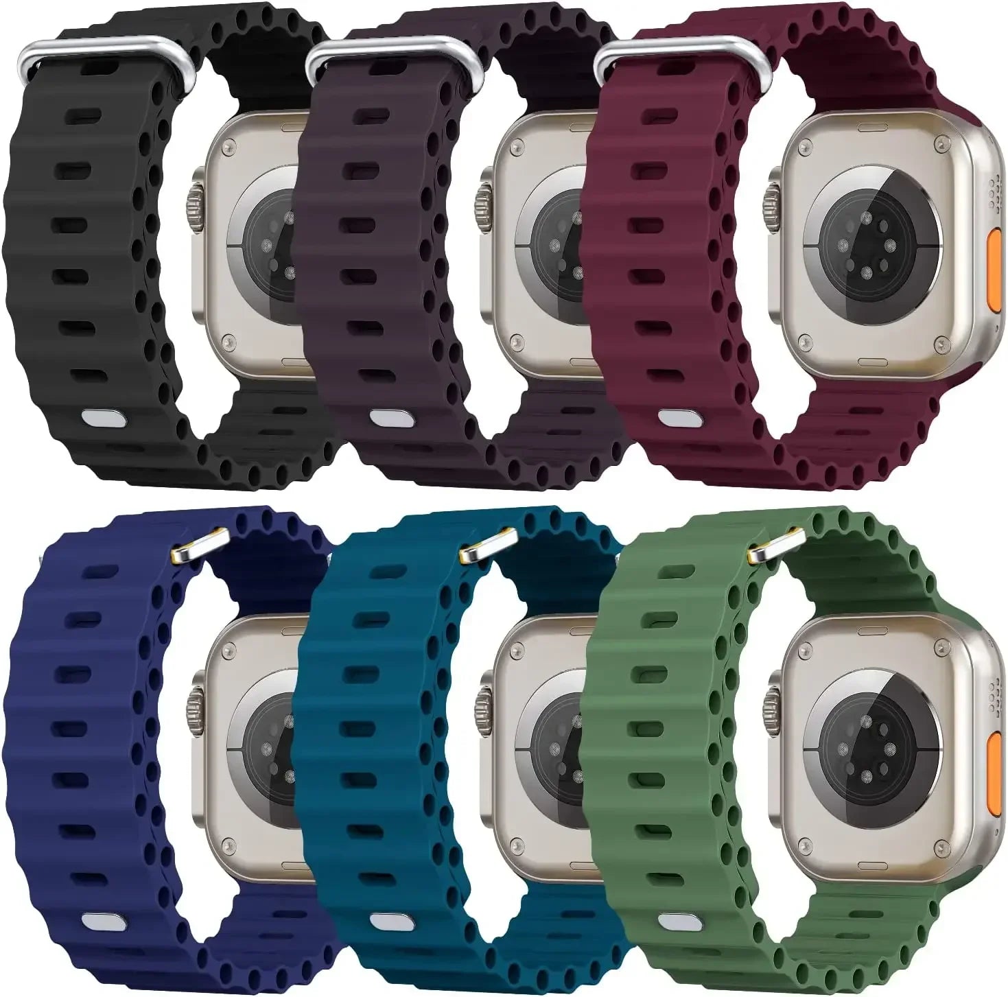 Ocean Strap for Apple Watch Ultra 3/2/1 11 10 46mm 9 8 7 49mm 45mm 41mm Silicone Band for 6 5 4 3 SE3 44mm 40mm 42mm Accessories