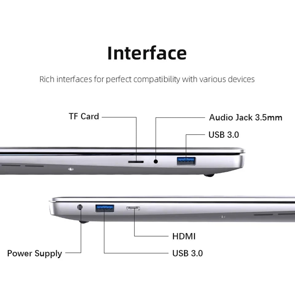 14.1 Inch Premium Ultra Thin Notebook 2026 Win11 DDR4 16GB/32GB RAM 2TB SSD Portable Business Laptop PC I9-9900 Intel N3700