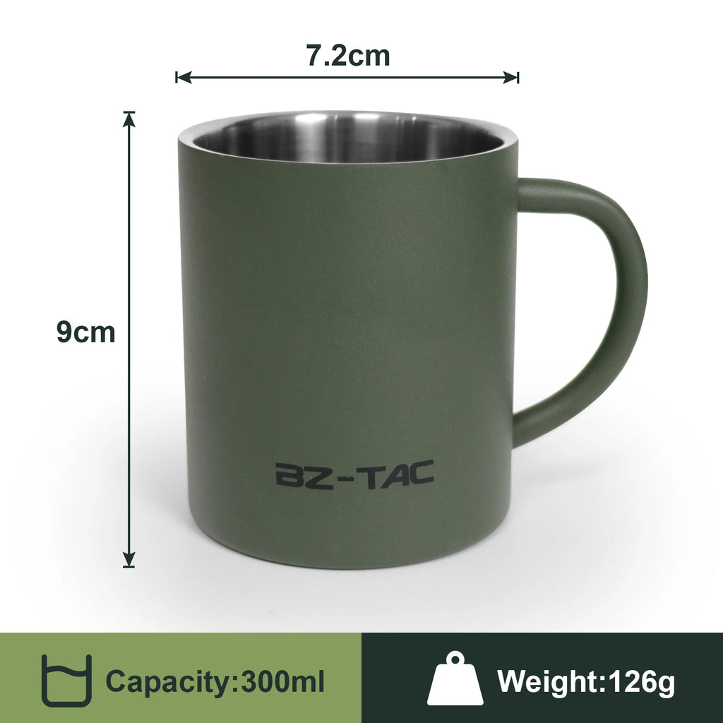 N Double Wall Coffee Mug Stainless Steel Matte Army Green Water Mug Insulated with Handle for Camping Picnic Outdoors 300/450ml