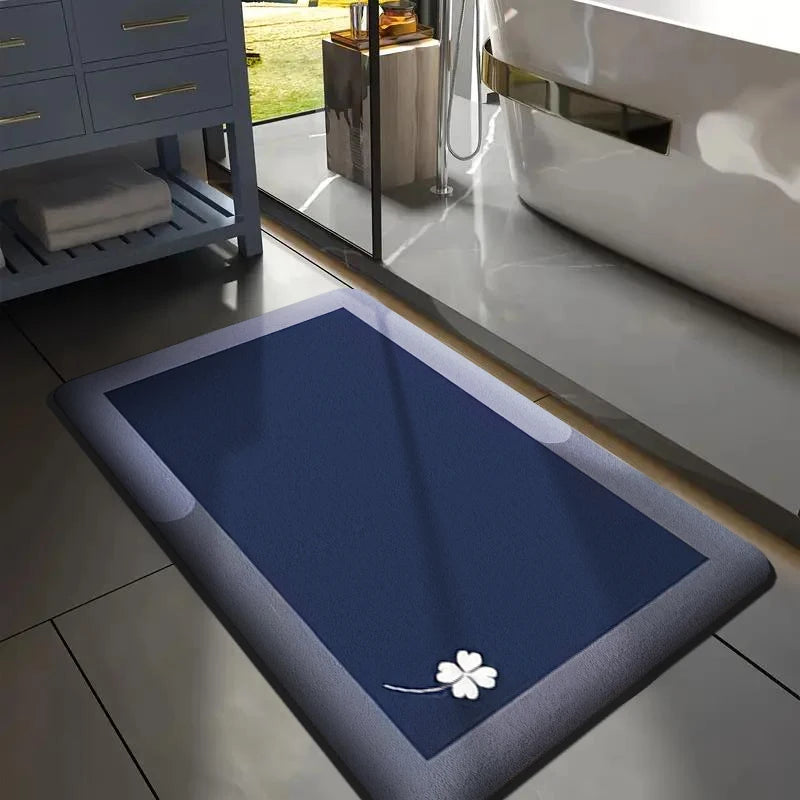 Flannel Thickened Absorbent Bathroom Floor Mat Printed Toilet Non-slip Foot Mat Bedroom Square Carpet Entrance Mat