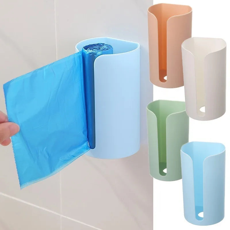 1pc Contemporary Wall-Mounted Plastic Bag Dispenser, Kitchen Garbage Bag Storage Basket, Convenient Pull-Out Organizer for Trash