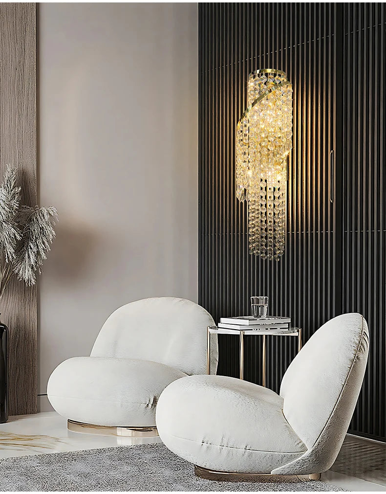 Luxurious Golden Crystal Wall Lamp - Led Wall Lamp. Suitable For Living Room, Bedroom, Corridor And Home Decoration.