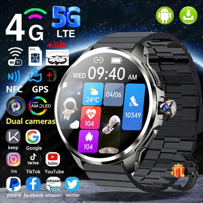 16GB+256GB RAM 4G Smart Watch 1.95 inch AMOLED 2100mah Battery 900W Camera GPS WIFI Google APPS Download Smartwatch Android 9.0