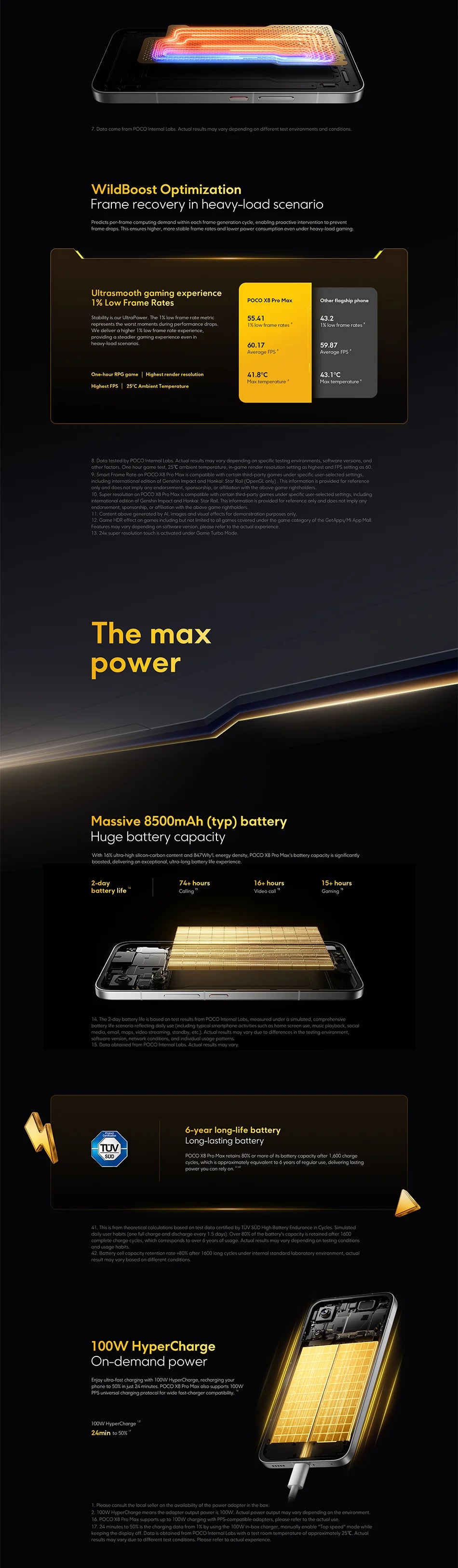 Global Version POCO X8 Pro Max Dimensity 9500s Smartphone 8500mAh (typ) 100W HyperCharge 6.83" 1.5K 120Hz IP68 POCO Cellphone