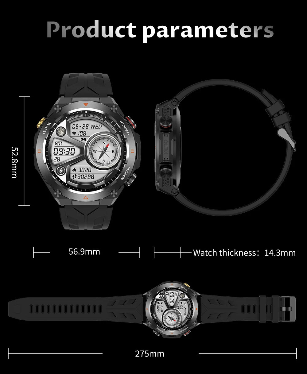 2024 COLMI V75 GPS Smart Watch 1.45" Ultra HD Display Built-in GPS & Compass Make/Receive Phone Calls Smartwatch 650mAh Battery