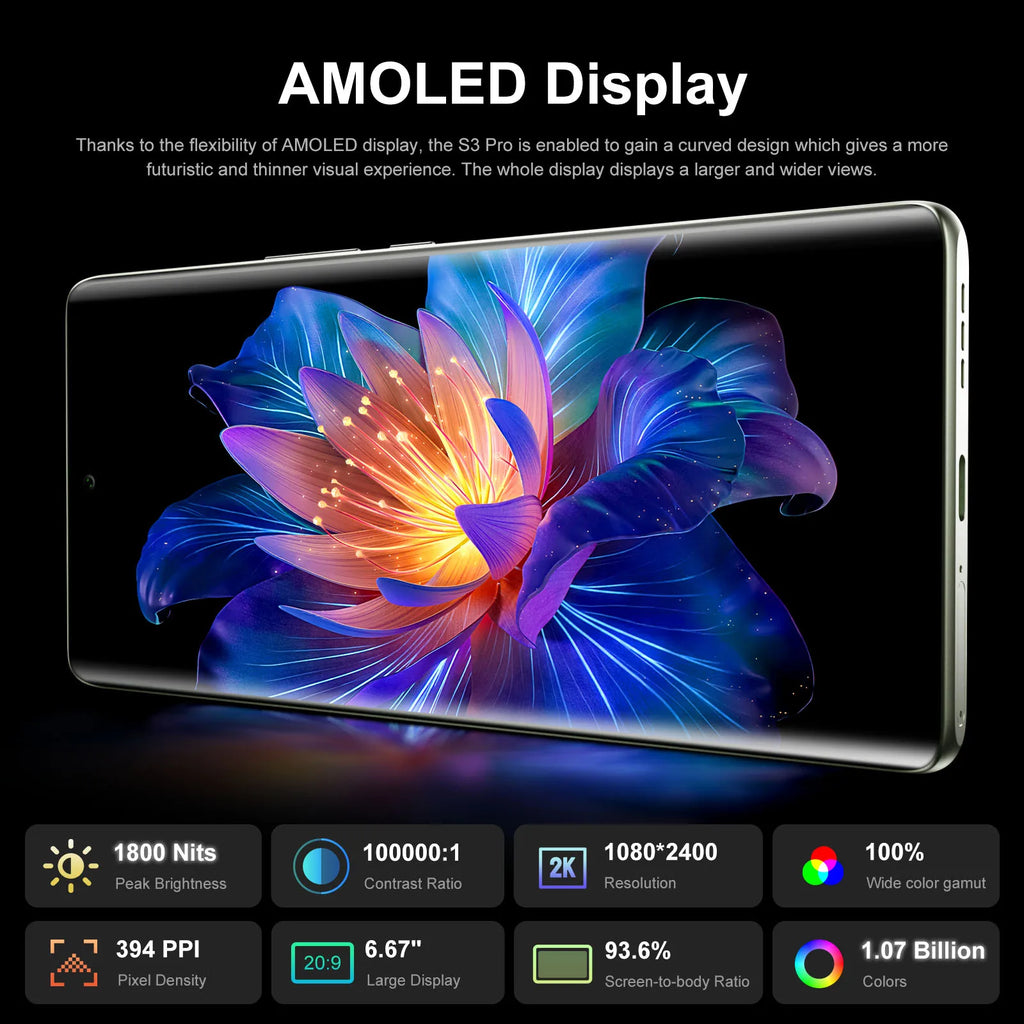 [World Premiere] FOSSiBOT S3 PRO Smartphone 6.67" AMOLED Display Android 14 Up to 20+128GB Mobile 8+64MP CAM NFC Cell Phone