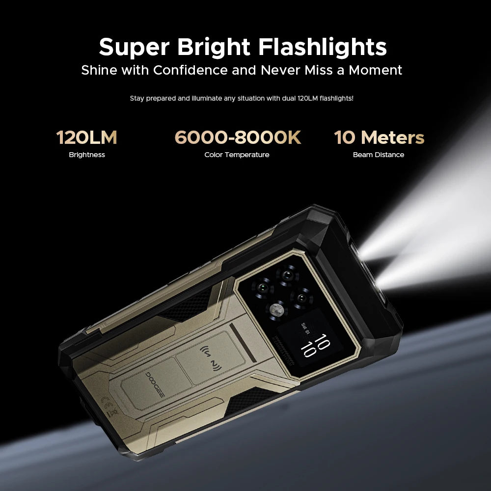 DOOGEE S200 Max 5G Rugged Phone 1.32" Rear Display Dual light Flashlight 16GB 512GB 22000mAh  6.72'' 120Hz Screen Smartphone NFC