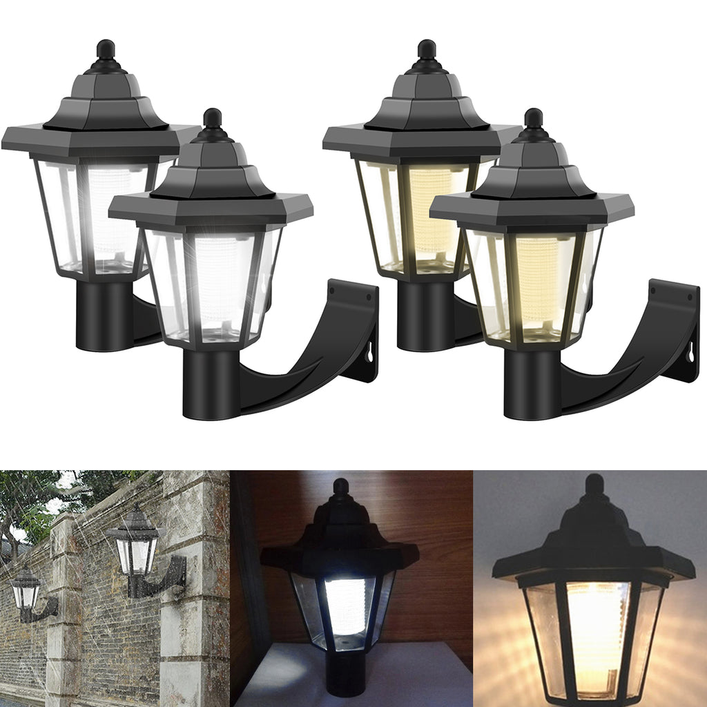 2Pcs Solar Wall Light Outdoor LED Light Hexagonal Solar Lantern Light Waterproof Auto On/Off Retro LED Wall Lamp Garden Decor