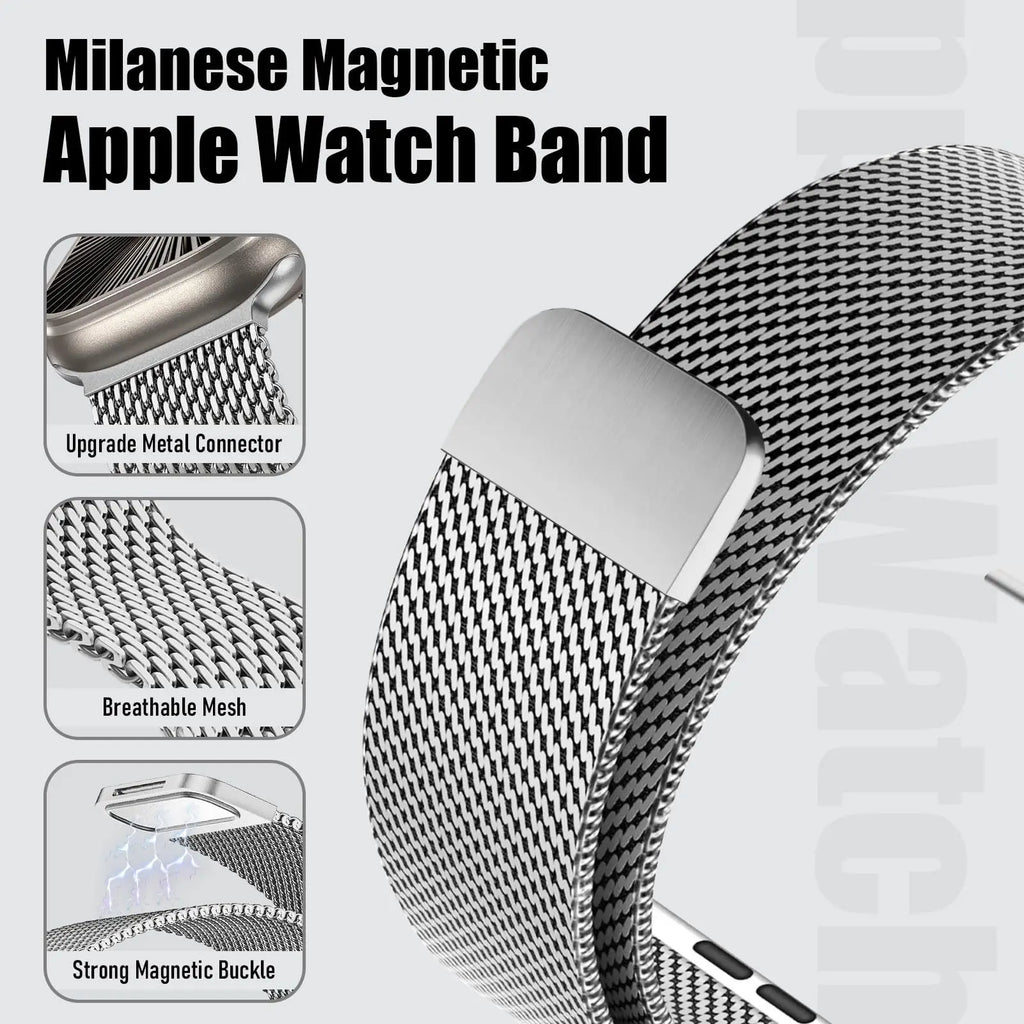 Fashion Steel Mesh Milanese Strap for Apple Watch Ultra 3 2 1 49mm 11 10 46/42mm Wristband IWatch 9 8 7 6 5 4 SE3 45-44-41-40mm