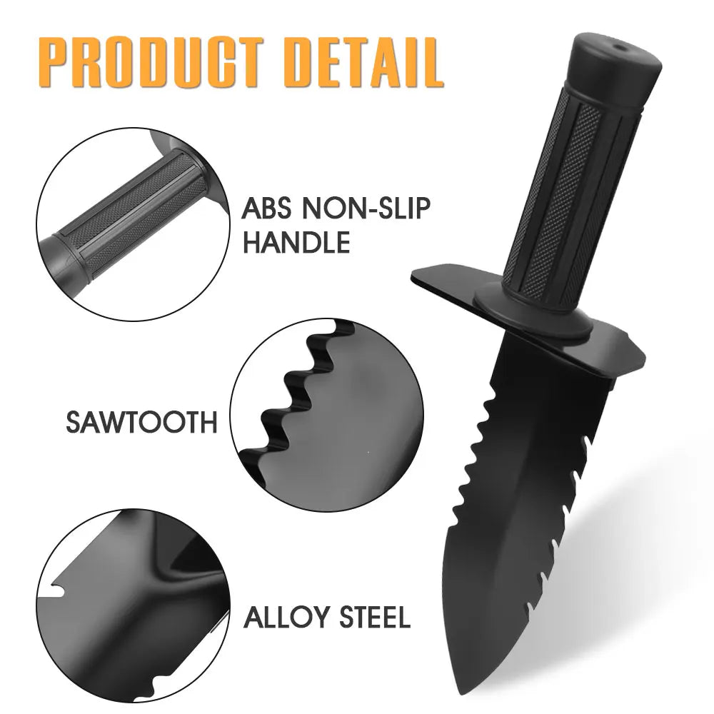 Metal Detector Shovel Double Serrated Edge Digger Portable Camping Hiking Traveling Multifunctional Outdoor Garden Tool Shovel