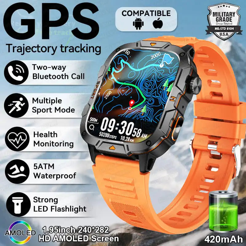 2025 For Xiaomi Original Built-in Dual-band GPS Men Smartwatch BT Call Fitness Military 5ATM IP68 Military Sport Smart Bracelet