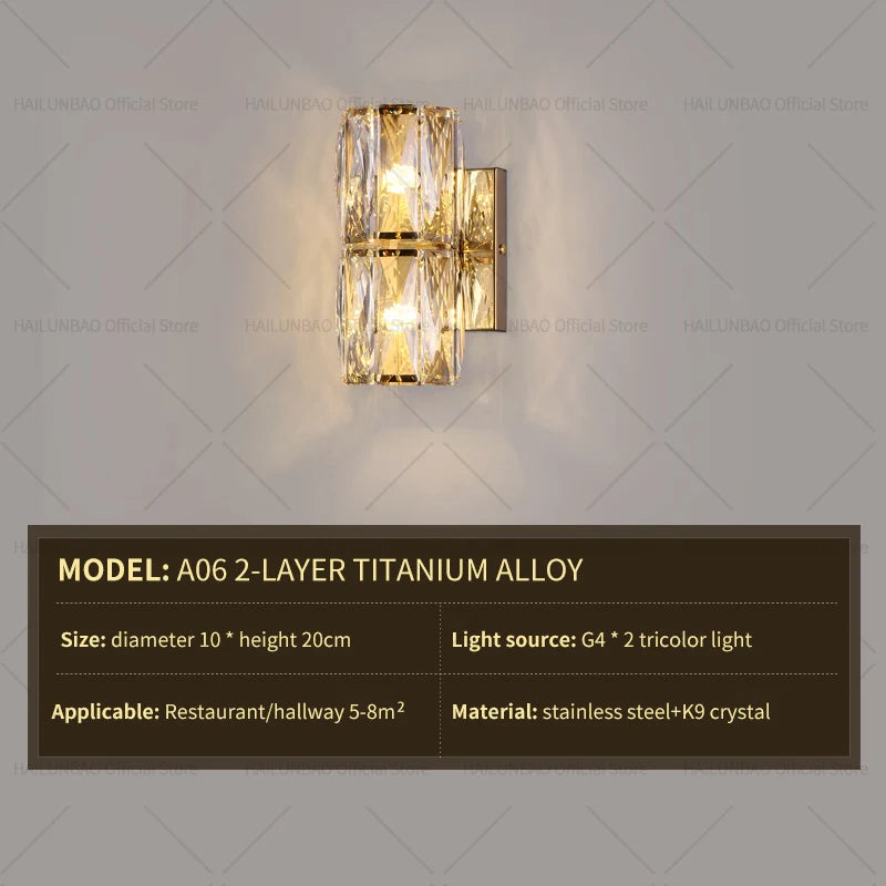 Light Luxury Crystal Wall Lamp Creative Villa Living Room TV Background Wall Lamp Network Red Modeling wall Bedroom Bedside Lamp