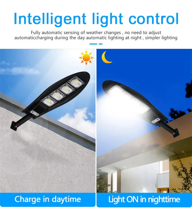 Solar Street Light Super Bright Outdoor Waterproof 168LED Lamp Motion Sensor 3 Modes Lighting Remote Control For Garden Gard