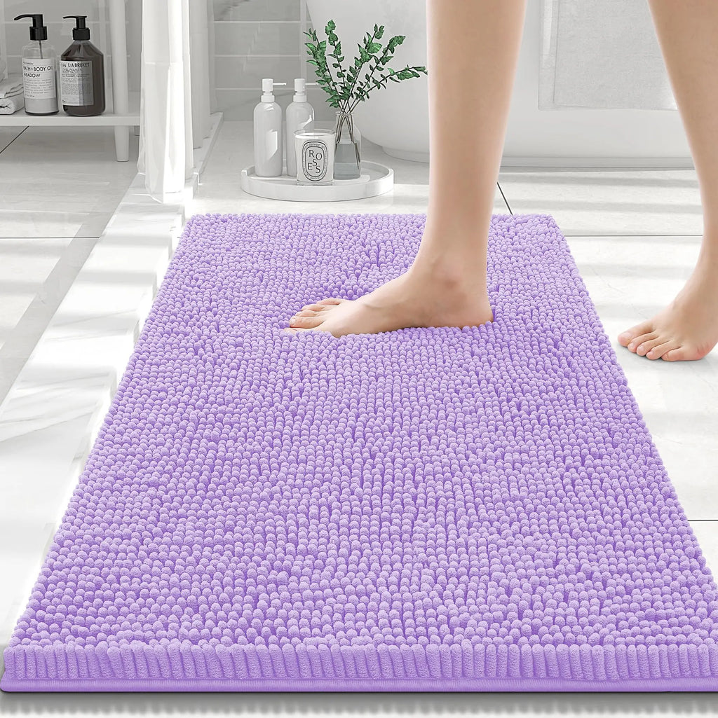 Olanly Chenille Bath Mat Fashion Non-Slips Soft Fluffy Bath Mats For Bathroom Super Absorbent Floor Mats Washable Bathroom Mat