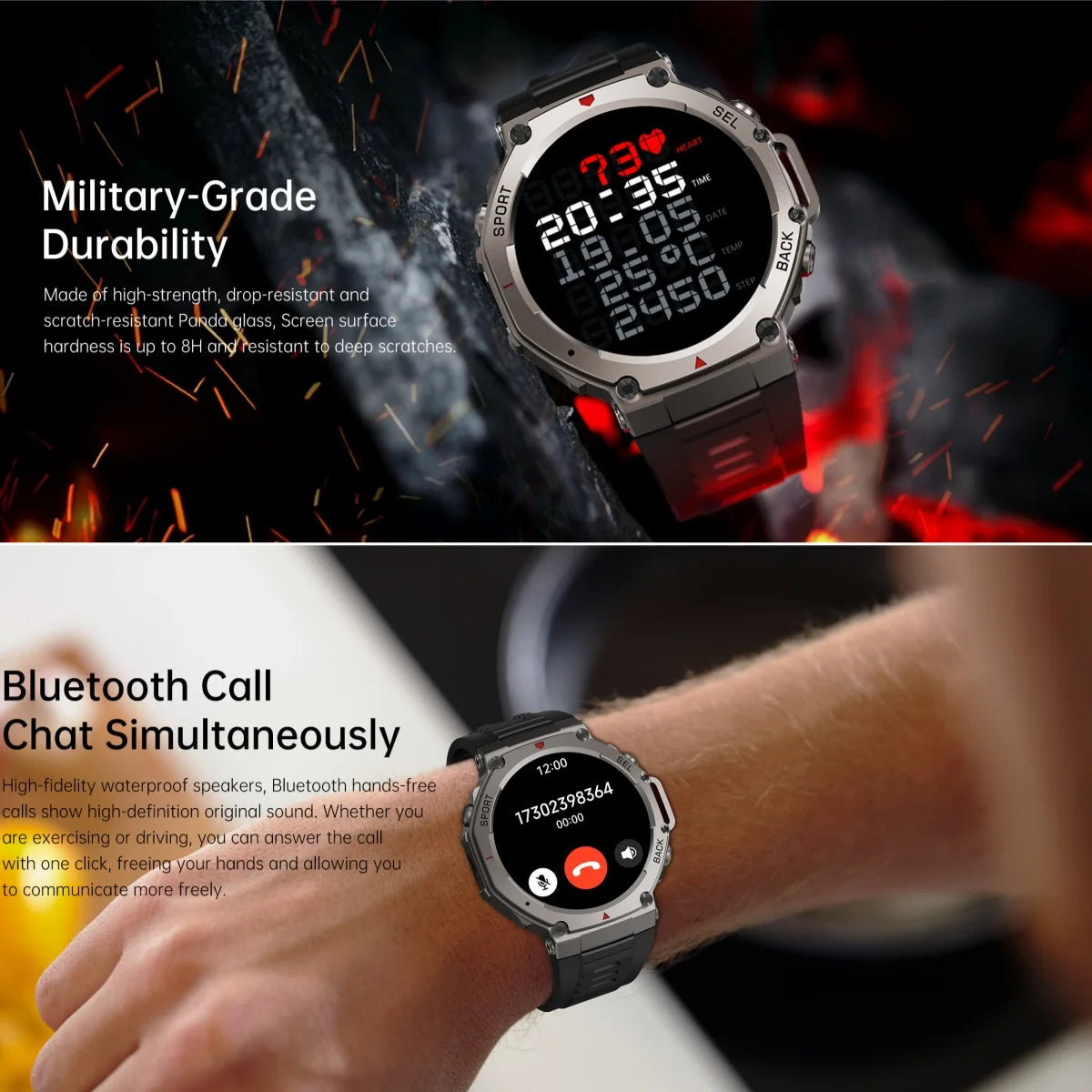 VWAR T-Rex 3 Pro Ultra Dual-Band GPS Military Smart Watch 48mm 10ATM Water-Resistant Compass Altimeter Smartwatch Men