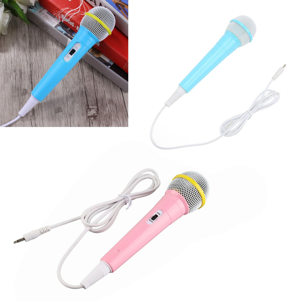 Kids Wired Microphone 3.5mm Plug Plastic Low Distortion Portable Child Singing Mic for Musical Instrument for Family Party