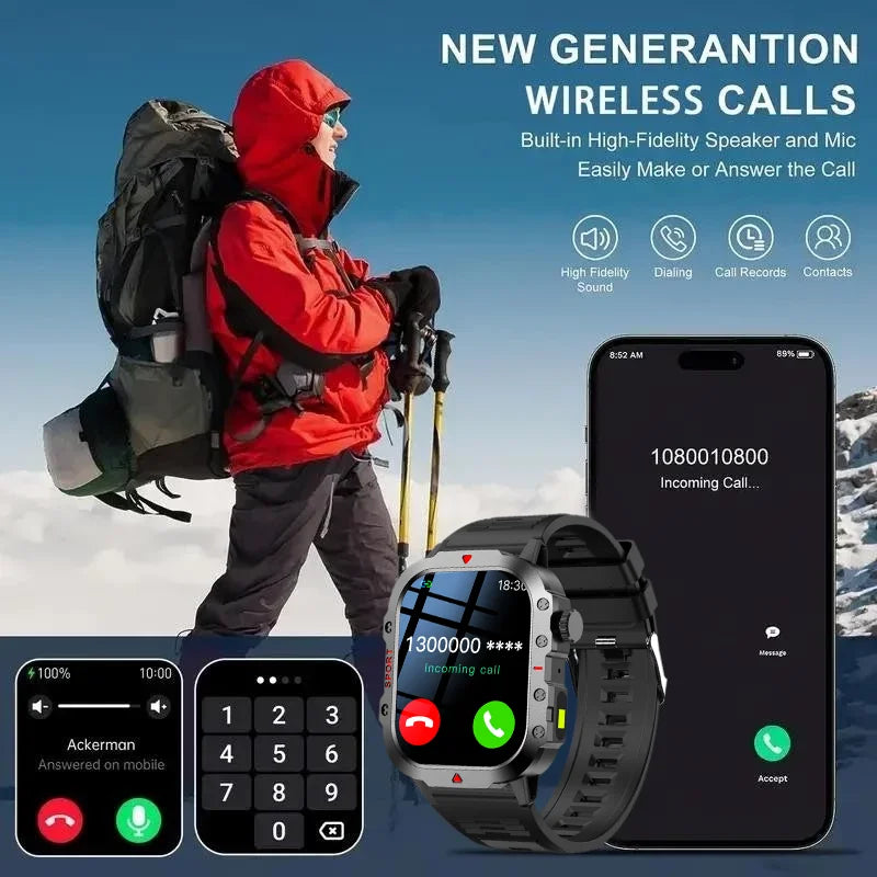 G.L Wear New Military Smart Watch Men Outdoor Sports Fitness Tracker Health Monitor 2.19 inch Bluetooth Talk Smart Watch
