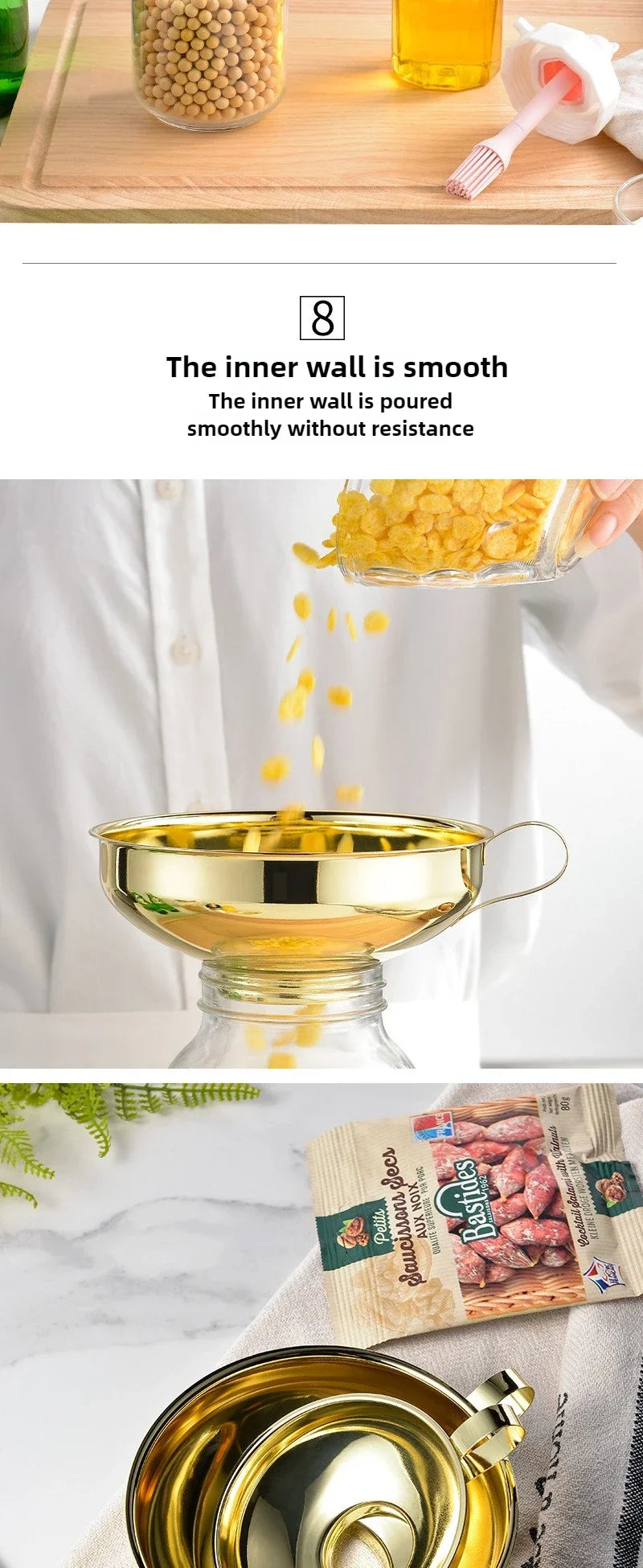 Premium Stainless Steel Kitchen Funnel Large Wide Mouth Design for Canning Jam Oil Liquid Pouring Household Use